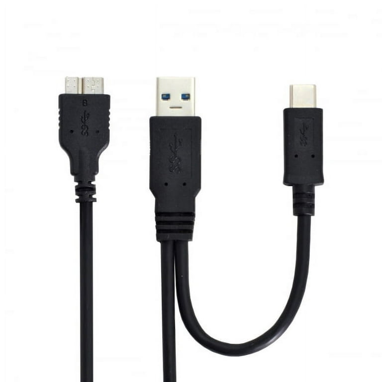 Xiwai Type-C USB-C to USB 3.0 Male & USB 2.0 Dual Power Data Y Cable for  Laptop & Hard Disk