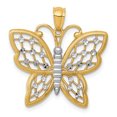 thumbnail image 1 of Pendentif Papillon en Or Jaune Plaqué Rhodium 14K et Diamant Rhodié, 1 of 2