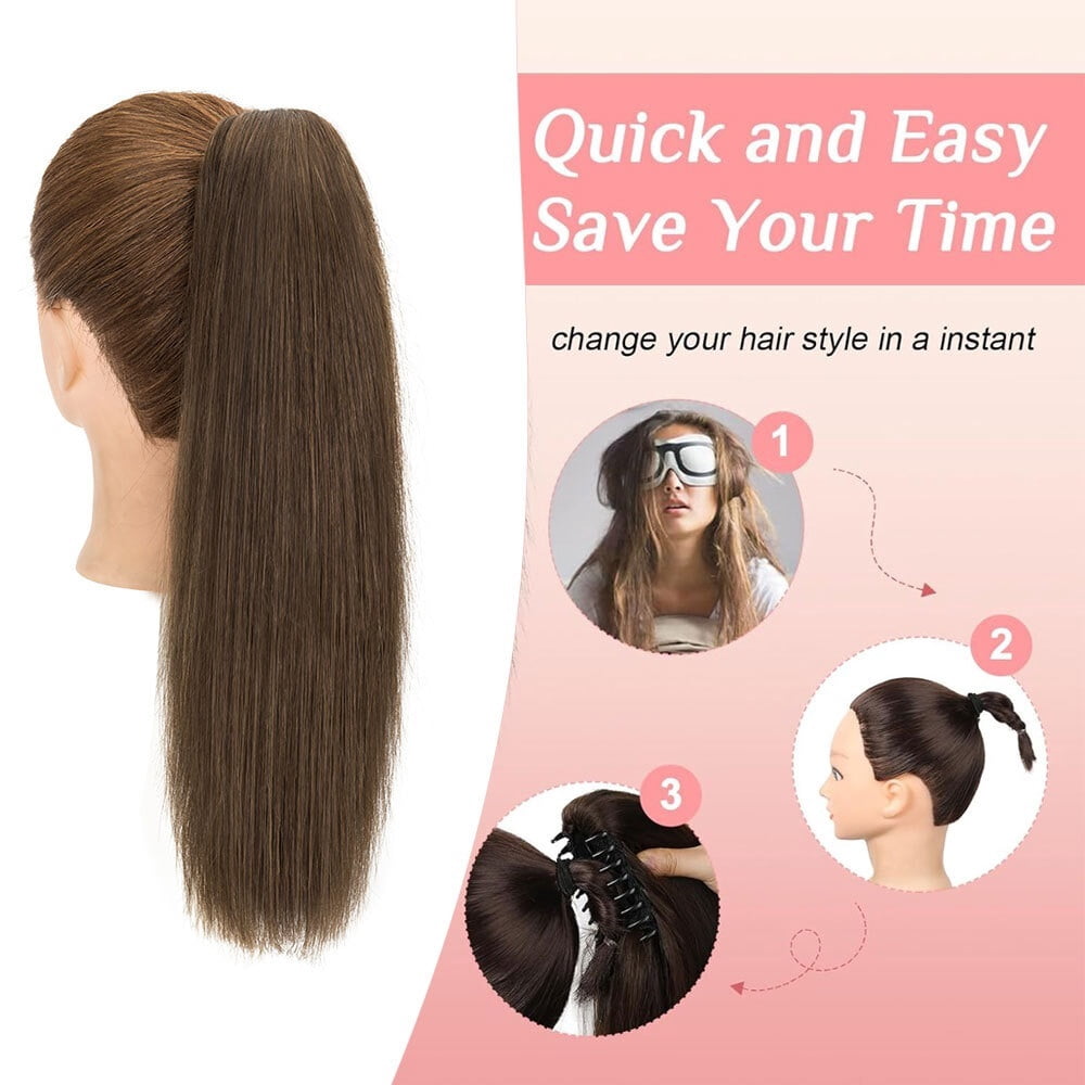 Claw Clip Ponytail Extension Indian Remy Human Hair Ponytail Hairpiece 14-22 Inch Long Silky Straight Pony Tails Hair Extensions for Women