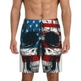 thumbnail image 1 of Balery American Flag Skull Pantalones cortos de pijama de punto de algodón para hombre con cinturilla y bolsillos-Medium, 1 of 6