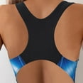 thumbnail image 6 of WREESH Womens One Piece Swimsuit Rash Guard Swim Suits Backless Jumpsuit with Added Gradient Print Bikini Jumpsuit Sleeveless Bathing Suits Blue, 6 of 9