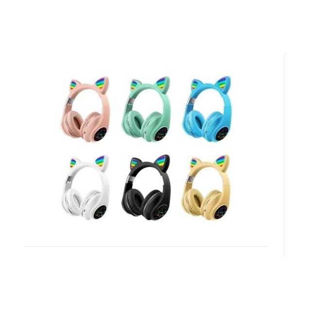 Auriculares Bluetooth con orejas de gatito y orejas de gato con luces LED