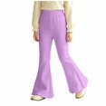 thumbnail image 4 of Xyant Girls Ribbed Knit Flare Leggings Elastic High Waist Bell Bottoms Bootcut Kids Stretchy Spring Fall Uniform Pants,Size 7-8 Years, 4 of 8