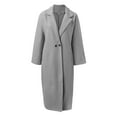 thumbnail image 5 of YDFCWXW Women's Oversized Notched Collar Wool Blend Single Midi Long Trench Coat Grey, 4XL, 5 of 6