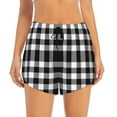 thumbnail image 3 of Uemuo White And Black Plaid Pattern Women's Athletic Shorts High Waisted Running Shorts with Liner Pockets Gym Elastic Workout Shorts-Medium, 3 of 9