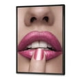 thumbnail image 2 of Designart Pink Woman Lips With Finger On Mouth FLOAT FRAME WALL ART, 2 of 4