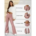 thumbnail image 4 of Women's Flare Leggings with Pockets Crossover High Waisted Bootcut Yoga Pants Tummy Control Bell Bottom Trousers, 4 of 8