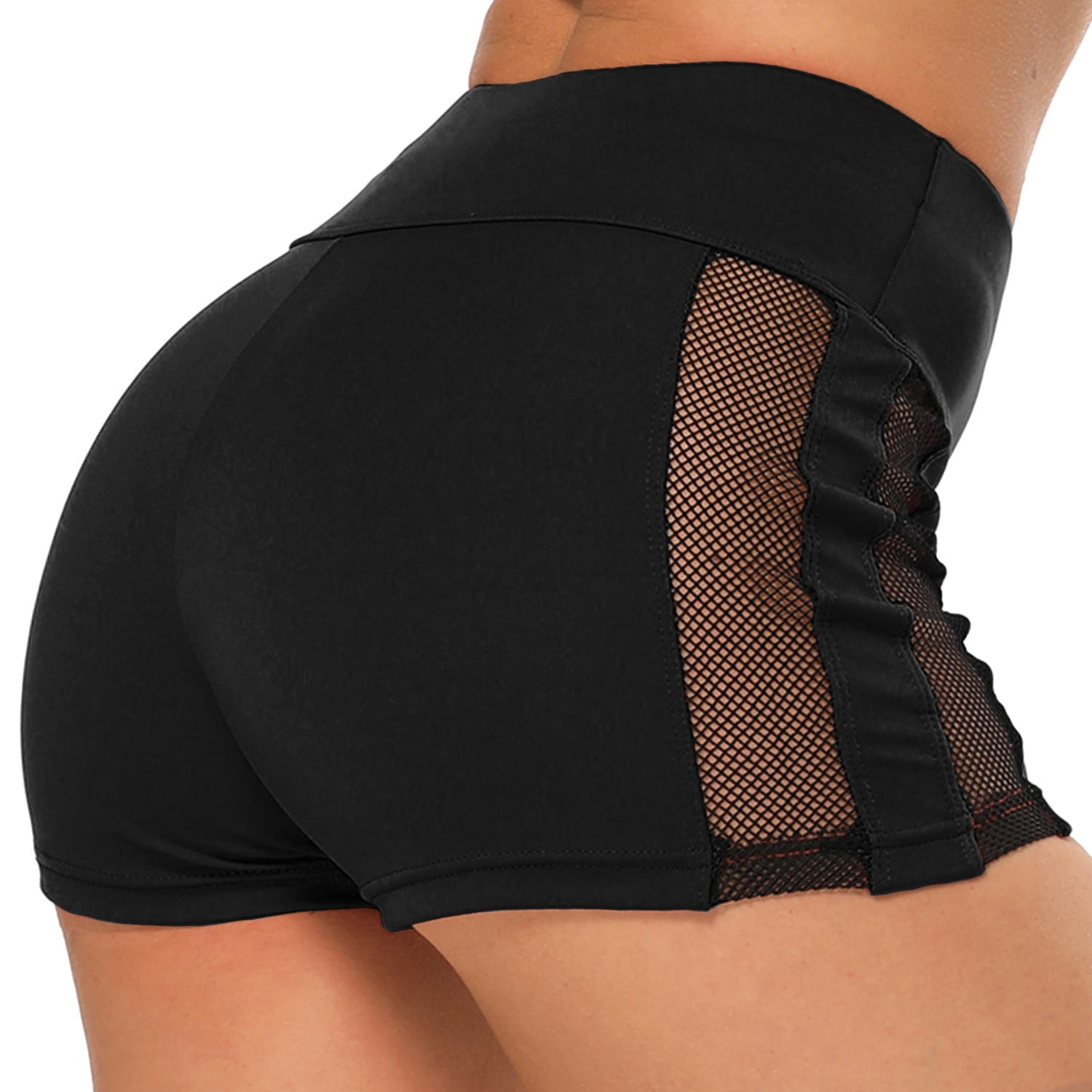 Seasum Seasum High Waist Yoga Shorts For Women Tummy Control Running Workout Pants Mesh Sports