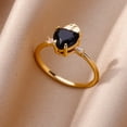thumbnail image 5 of Gold Color Stainless Steel Ring for Women Colorful Cubic Zircon Heart Opening Adjustable Ring Fashion Jewelry Wedding Gift, 5 of 5