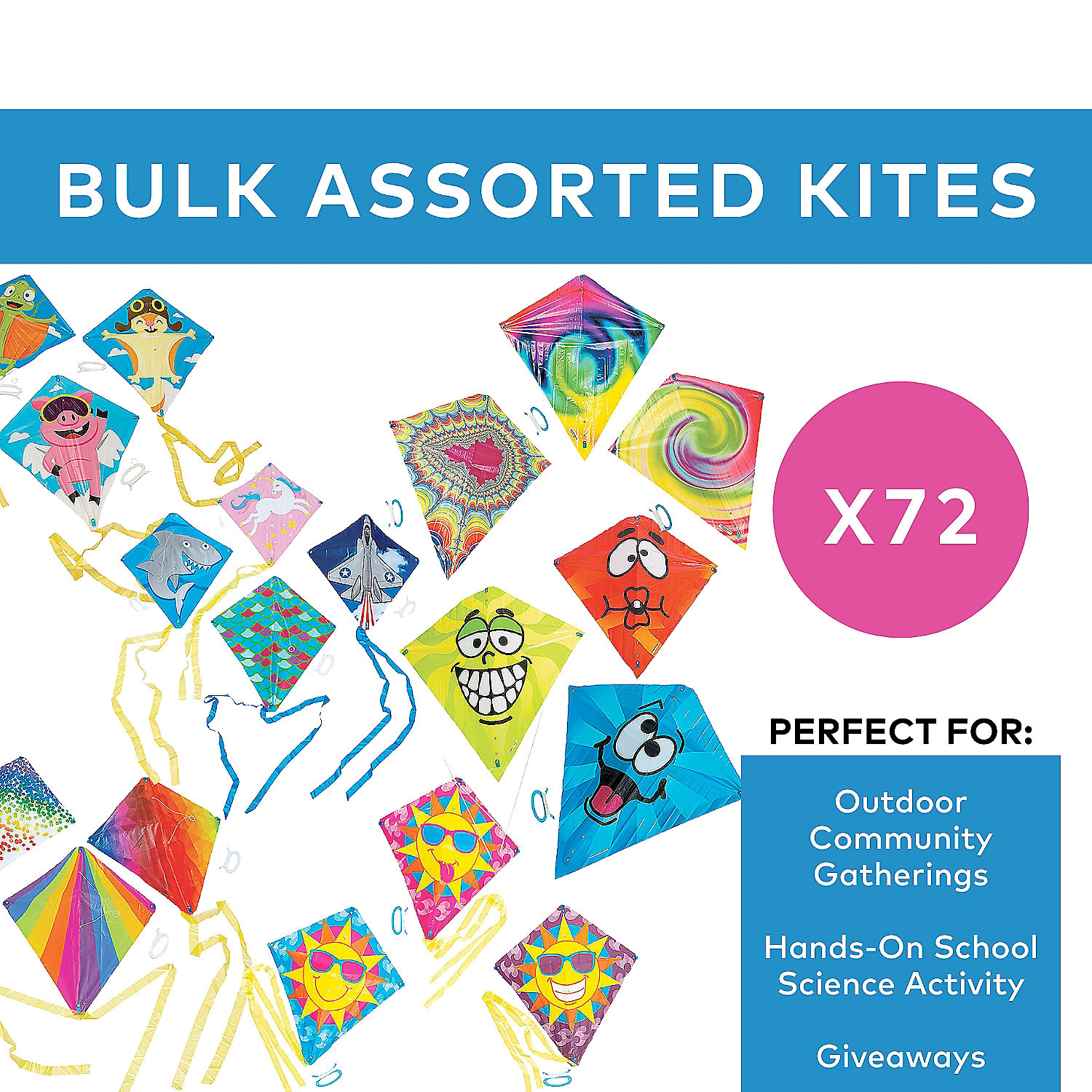 Assorted Kites Bulk 72 Pc