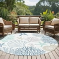 thumbnail image 5 of Blue Coral Coastal 5ft Round Rug, Summer Beach Shell Conch Ocean Non-Skid Rubber Backing Large Area Rugs - Living Room Bedroom Home Office, Indoor Floor Mat Carpets Washable Rug, 5 of 9