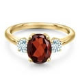 thumbnail image 3 of Gem Stone King 10K Yellow Gold Red Garnet and Sky Blue Aquamarine Engagement Ring for Women | 2.63 Cttw | Oval 9X7MM | Gemstone January Birthstone | Size 6, 3 of 6