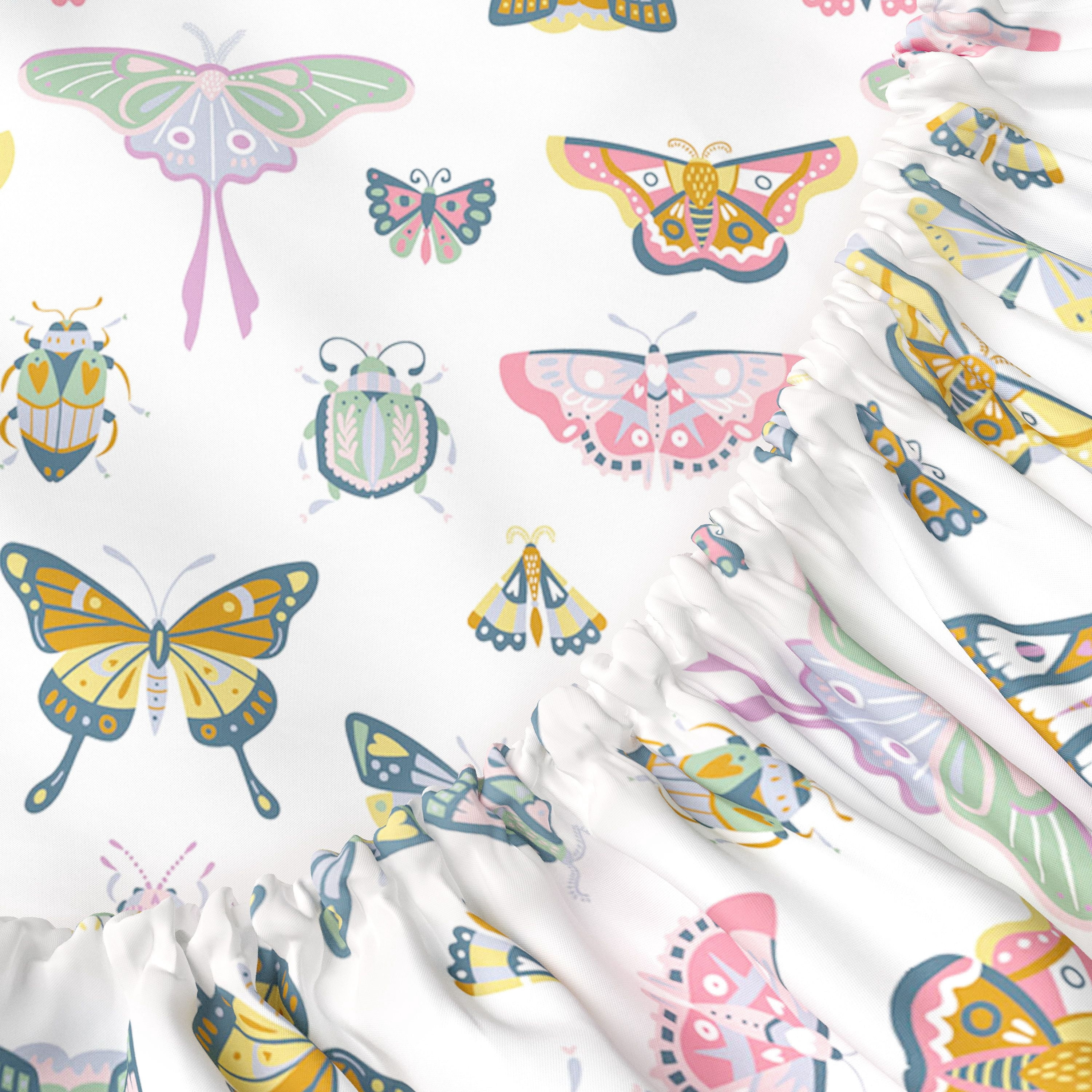 Mainstays Kids Microfiber Bed Sheet Set, Queen, Butterfly, 4 Pieces