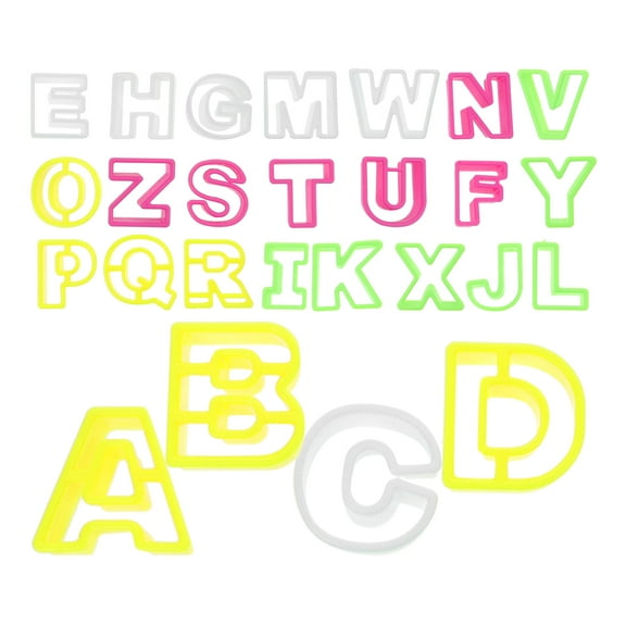 WHAMVOX Alphabet Biscuit Cookie Cutter Set Perfect for DIY Cake Decorating in Kitchen Use 26 Pieces Assorted Color Plastic