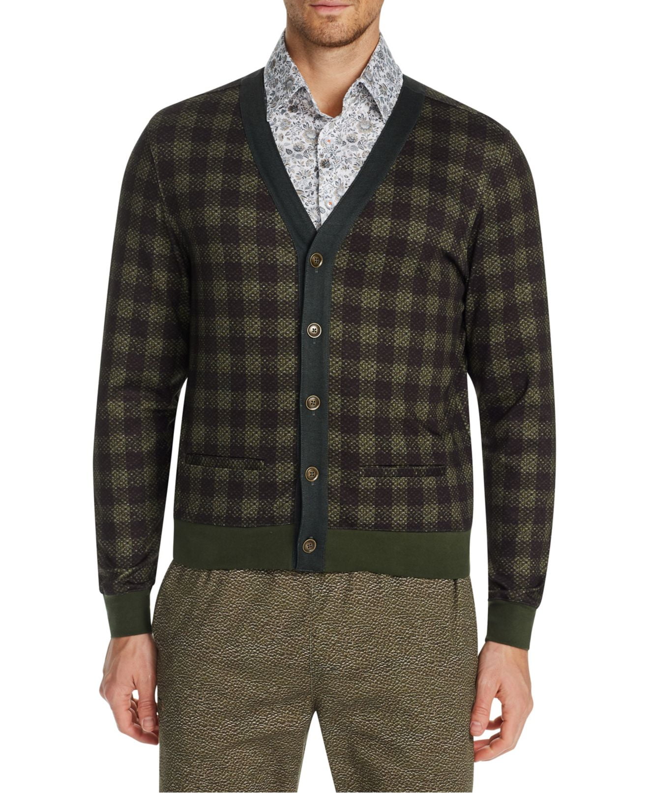 green checkered cardigan