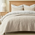 thumbnail image 4 of EVERGRACE 100% Cotton Paisley Quilt Set, Oversized King 3 Piece Set – Prewashed Lightweight Bedspread with 2 Shams, Soft & Breathable Matelasse Coverlet for All-Season Comfort, Flax Beige, 4 of 8