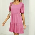 thumbnail image 5 of Efsteb Plus Size Short Sleeve Dress for Women Beach Loose Sundresses Short Sleeve Dress Casual Summer Trendy Solid Color Dress Square Neck Dresses, 5 of 5