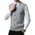thumbnail image 4 of Hanerdun Mens Sleeveless Cardigan Male Button-Down Sweater Vests Gray L, 4 of 5