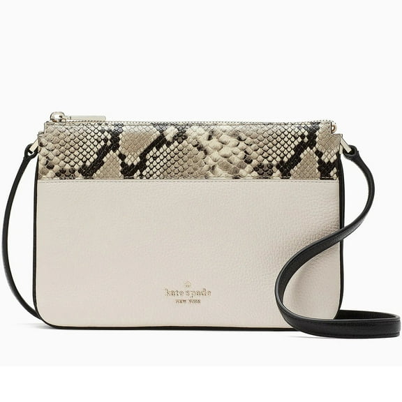 Kate Spade New York Women's Leila Mixed Material Triple Gusset Crossbody Bag (Parchment Multi)