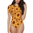 thumbnail image 2 of Picia Brown Wood Grain Sunflower A Womens One Piece Swimsuits Modest Tummy Control Bathing Suits Lace Up Slimming Swim Suit-X-Large, 2 of 9