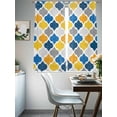 thumbnail image 4 of Yellow Blue Sheer Curtains 72 Inches Long 2 Panels Moroccan Trellis Retro Abstract Geometric Light Filtering Semi Sheer Window Curtains Drapes for Bedroom Living Room 52"x72"x2, 4 of 7