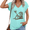 Blue, variant on Womens Boho Skeleton Print V Neck Short Sleeve Top Casual Summer Loose Tee