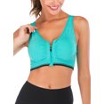thumbnail image 6 of Women's Zip Front Closure Sports Bra Racerback Yoga Bras With Removable Pads Green S, 6 of 6