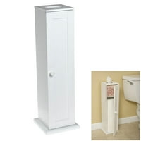Country Cottage White Toilet Paper Cabinet Storage Tower Free Standing