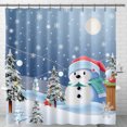 thumbnail image 1 of Serene Winter Night Christmas Shower Curtain with Snowman & Trees, 1 of 4