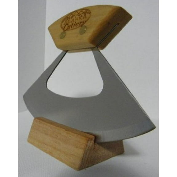 Alaska Umialik Style Ulu Knive with "Alaska Cutlery" Birchwood Etched Handle and 6" Blade