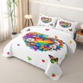 thumbnail image 3 of Manfei Rainbow Love Heart Twin Quilt Set, Butterfly Groovy Flower Twin Coverlet Set, White Blue, 2 Pieces, 1 Bedspread and 1 Pillowcase, 3 of 7