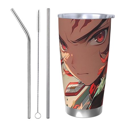 

Demon Slayer Coffee Mug 20 Oz Insulated Stainless Steel Coffee Travel Mug | Vacuum Sealed Cartoon Design Bottle for Car & Gifts