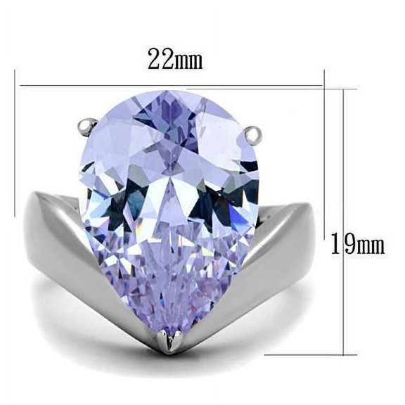 High polished (no plating) Stainless Steel Ring with AAA Grade CZ in Light Amethyst for Women Light Amethyst Stone Color Style TK1755 Size 10