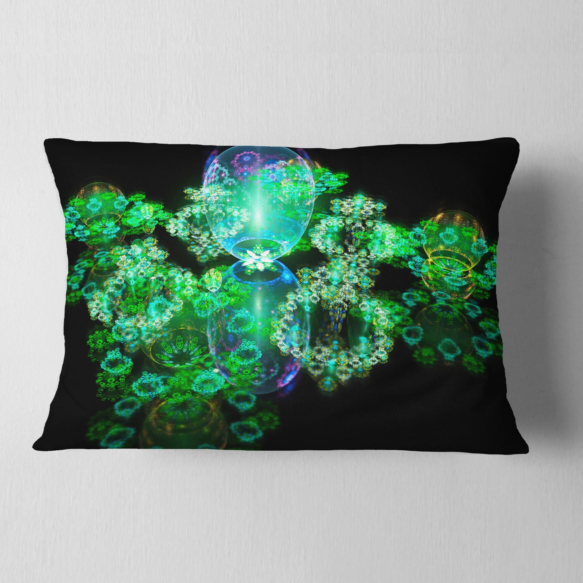 Designart Green Water Drops on Mirror - Abstract Throw Pillow - 12x20
