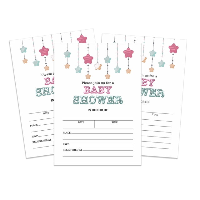 Inkdotpot 30 Fill In StyleBaby Shower Invitation Cards Twinkle Twinkle Little Star Gender Neutral Blank Invites