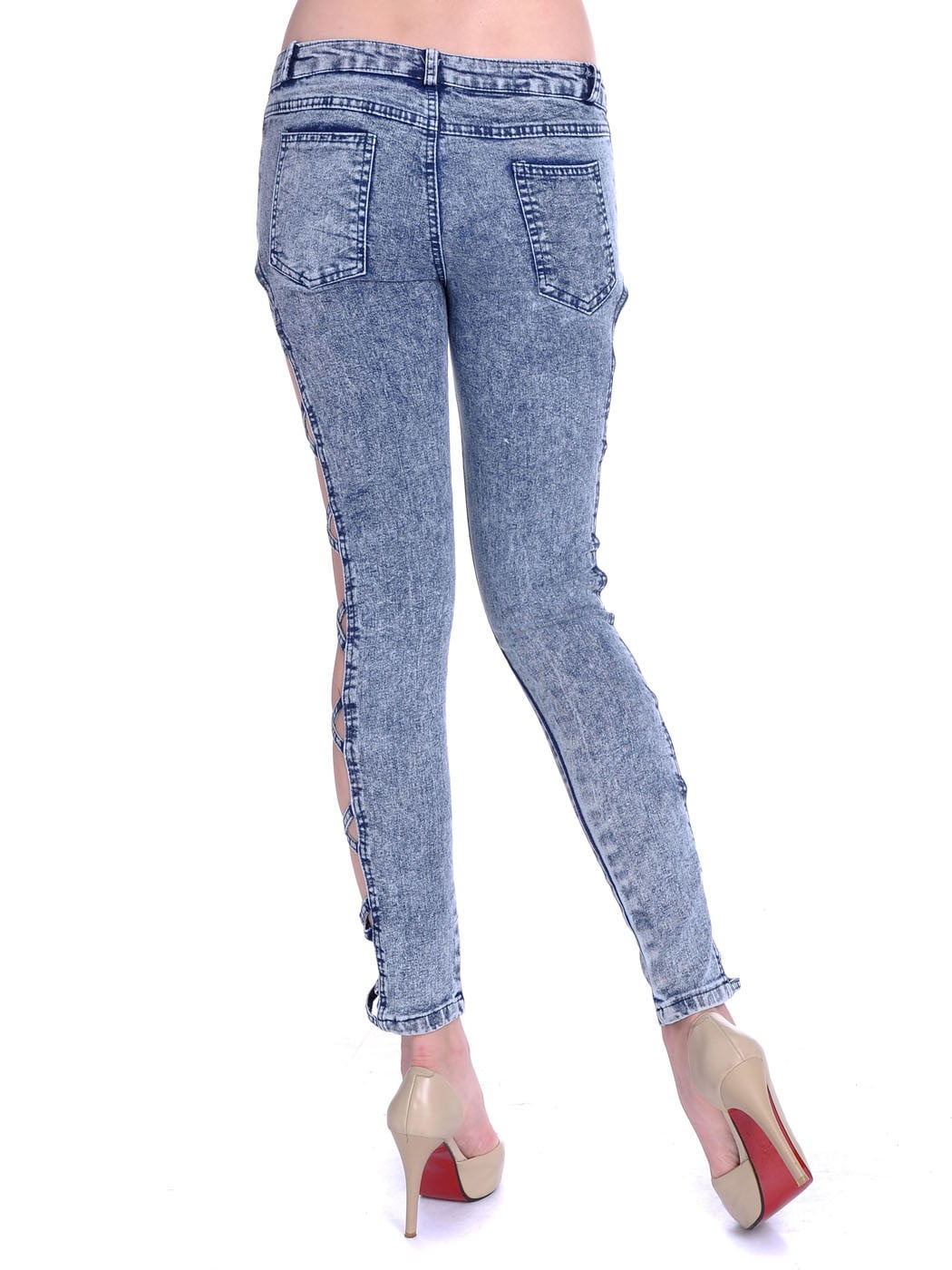 side criss cross jeans