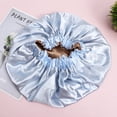 thumbnail image 3 of EeaseMX Gorro de dormir de satén de doble capa, ajustable, elástico, para mujer (azul cielo), 3 of 8