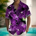 thumbnail image 2 of IWRICH Hawaiian Shirt for Men Short Sleeves Tropical Printed Casual Button down Summer Beach Floral Shirts Purple XL, 2 of 4