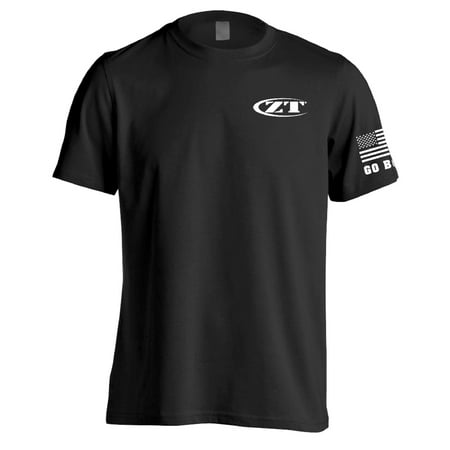 Zero Tolerance XXL Short Sleeve T-Shirt; Black Crew Neck Tee Made with 100% Cotton; White ZT Logo on Chest; White American Flag on Sleeve with “Go Bold” ZT Slogan; Pre-Shrunk; Unisex; (Best Pre Shrunk T Shirts)