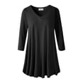 thumbnail image 3 of LARACE Tuniques à Fleurs pour Femmes à Manches 3/4 Chemises d'Été Décontractées Chic Blouses Hauts Noir 2X, 3 of 5
