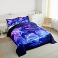 thumbnail image 4 of Manfei Spooky dinosaur Full Size Comforter Sets,Abstract Lighning Bedding Comforter Set,Purple Blue Black Bedding Sets For Teens Boys,Luxury Bedroom Decor Reversible,3-Piece, 4 of 9