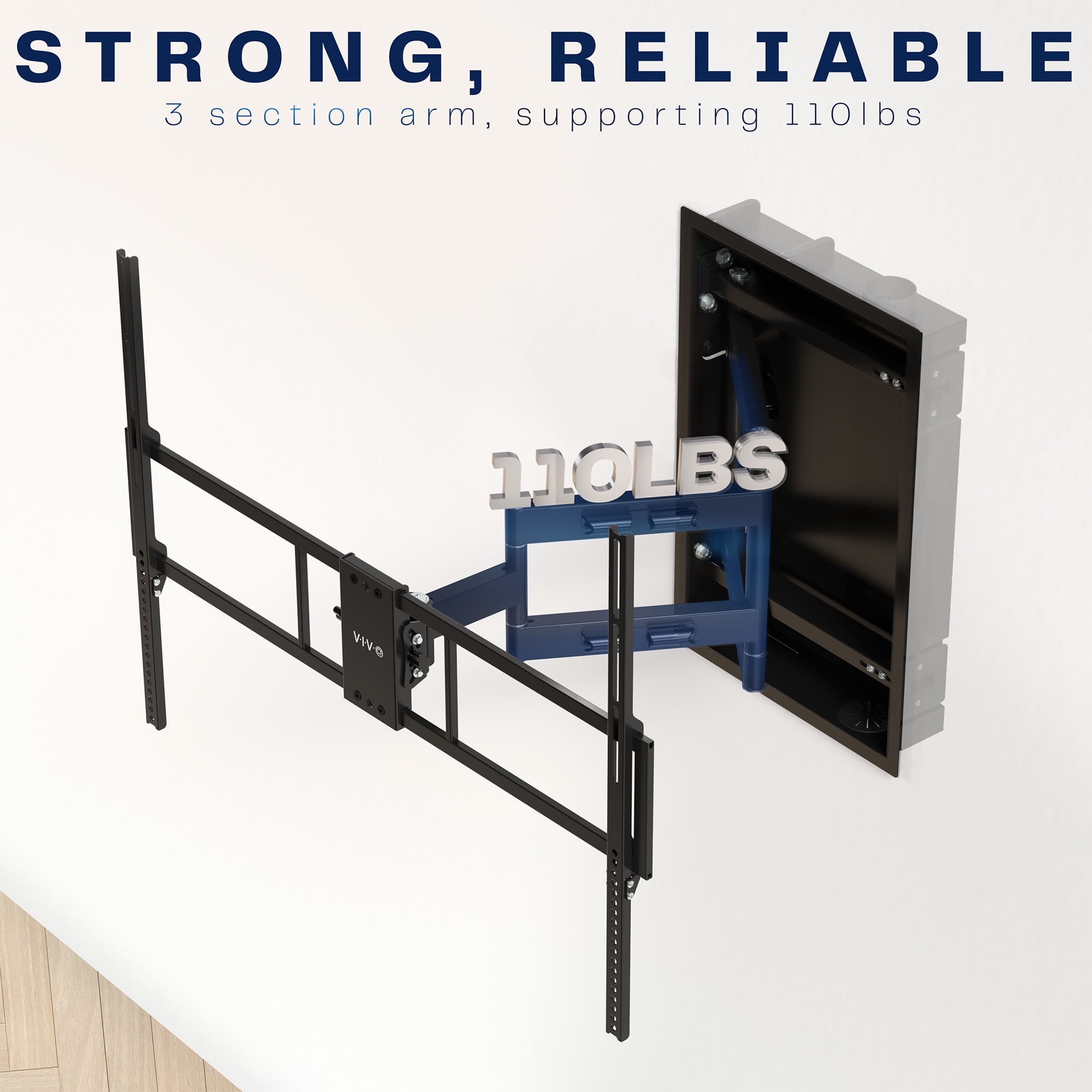 VIVO Recessed In-Wall TV Mount for up to 100" LED LCD Screens, Ultra Low Profile