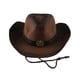 thumbnail image 3 of Unisex Western Cow boy Hat Wide Brim Cowgirl Protect Hat Casual Hebilla para música Marrón Zulema Sombrero de vaquero, 3 of 6