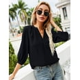 thumbnail image 5 of ZHENWEI Women's 3/4 Sleeve Henley V-Neck Button up Pleated Back Blouses Swiss Dot Blouse Tops Shirts, 5 of 7