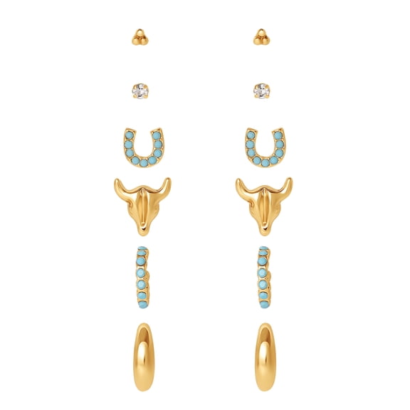 Jessica Simpson Women’s Faux Turquoise Earrings Set, 6 Pairs