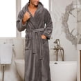 thumbnail image 3 of GFDYREE Men's Warm Fleece Robe with Hood, Plaid Big and Tall Bathrobe, 3 of 7