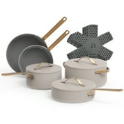 Beautiful 12pc Ceramic Non-Stick Cookware Set, Porcini Taupe by Drew Barrymore