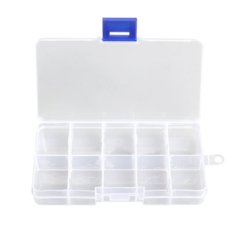10-Grid Plastic Adjustable Jewelry Organizer Box Storage Container Case  with Removable Dividers (Transparent) 