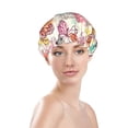 thumbnail image 3 of Kdxio Butterflies and Roses Print Shower Cap for Women,Elastic and Reusable,Double Waterproof Layers Bathing Hat, 3 of 9