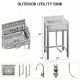thumbnail image 2 of Utility Sink Free Standing Single Bowl Kitchen Sink with Cold and Hot Water Pipe Stainless Steel Sink for Laundry Room Bathroom Farmhouse, 2 of 7
